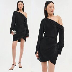 NWT SIMKHAI Signature Cameron Cold Shoulder Mini Dress Black Size 2